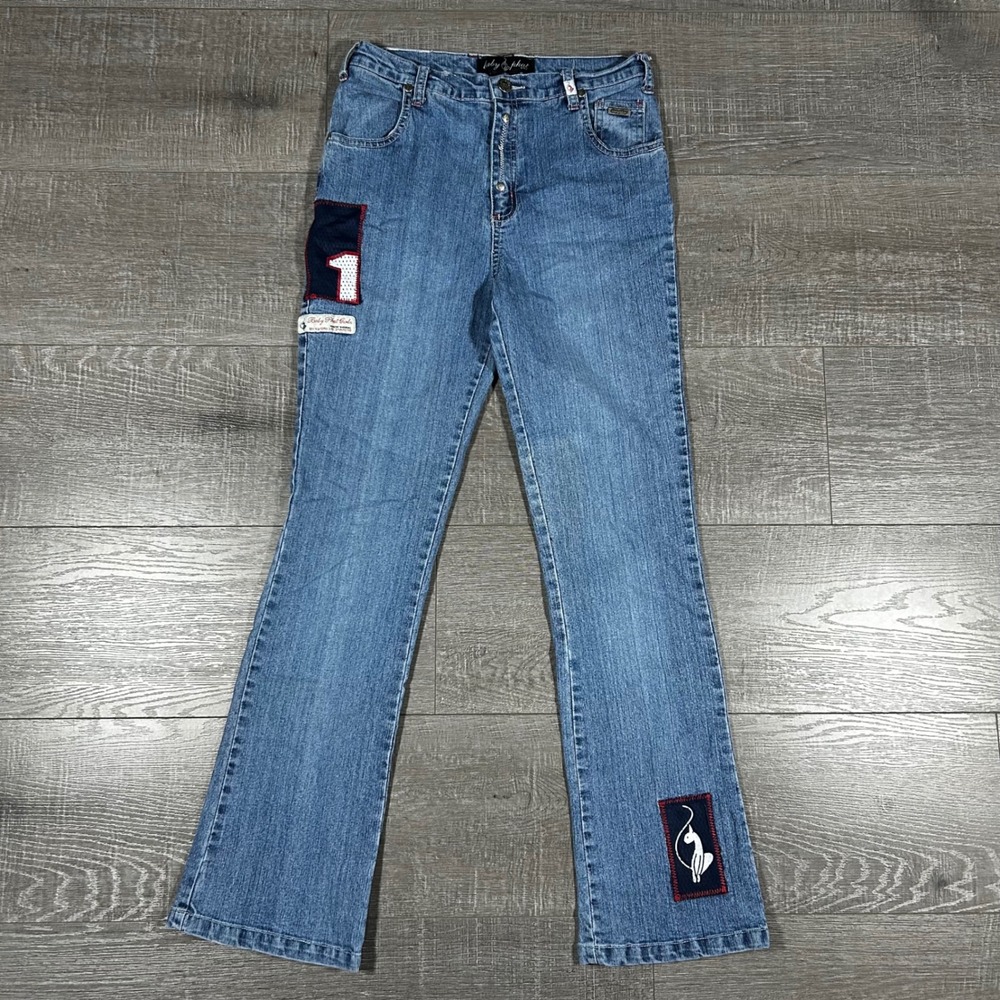Baby Phat Girl Jeans Distressed Denim Patchwork Bootcut Size 14